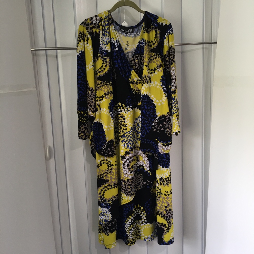 CSC Jacket & Sleeveless Faux Wrap Dress Sz L